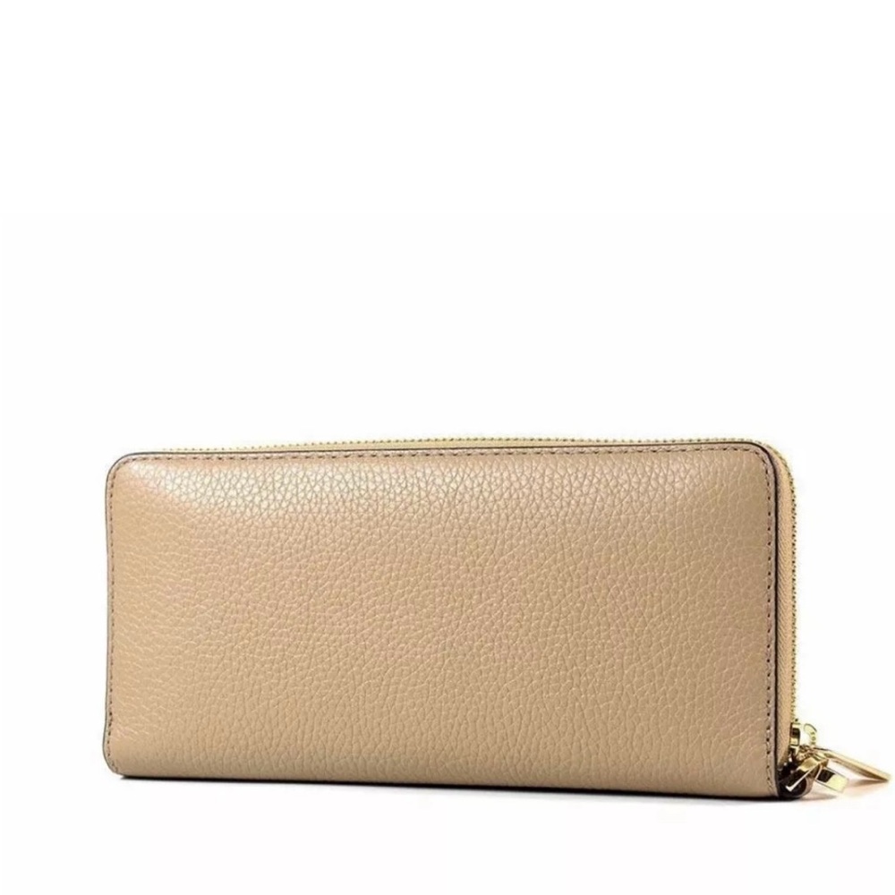 Michael Kors Jet Set Continental Large Wristlet Pebbled Leather Camel - Picture 2 of 8